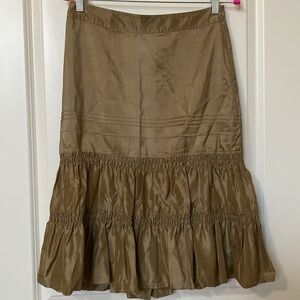 Banana Republic Olive Brown Tiered Midi Skirt